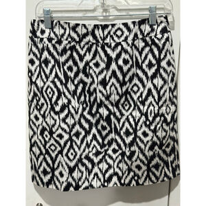 Women's Marisa Christina Black & White Ikat back zip Mini Skirt Size 6